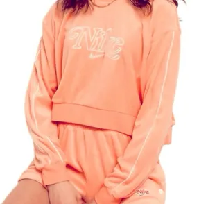 Nike Cropped Sweatshirt Terry Cloth Beach Orange Retro M Relax Fit thumbnail 3