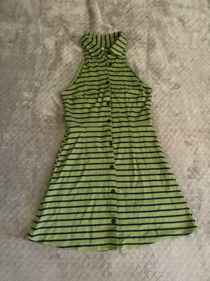 Green Striped Button Up Dress thumbnail 1
