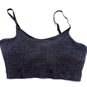 Aerie Blue Ribbed Cropped Sports Bra Size Medium thumbnail 1