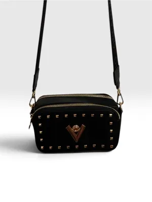 Valentino by Mario Valentino Black Studded V Logo Crossbody Bag thumbnail 2