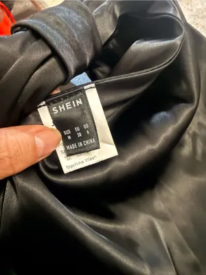 SHEIN Black Satin Backless Halter I Dress with Bow Ti M thumbnail 8