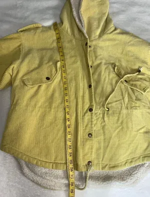 Molly Green yellow hooded sherpa corduroy jacket size Small thumbnail 9