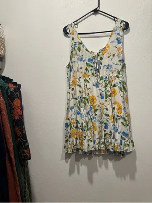 Altar’d State Floral Lace Up Tiered Mini Dress Large NWOT thumbnail 2