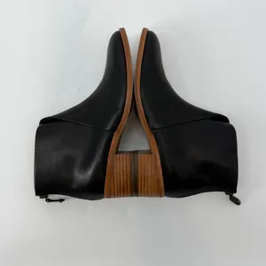 Soludos‎ Women Black Leather Venetian Low Bootie Ankle Boots Wood Heel Size 7 thumbnail 5