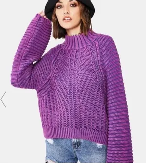 Free People Oversized Sweater purple Medium thumbnail 1