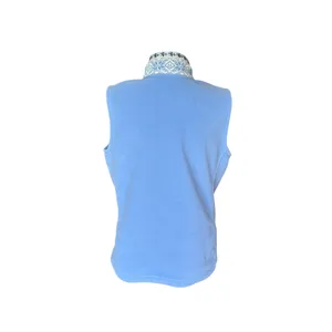 LL Bean Vest Jacket Blue Nordic Snowflake Fleece Mock Neck Full Zip Womens Med thumbnail 2