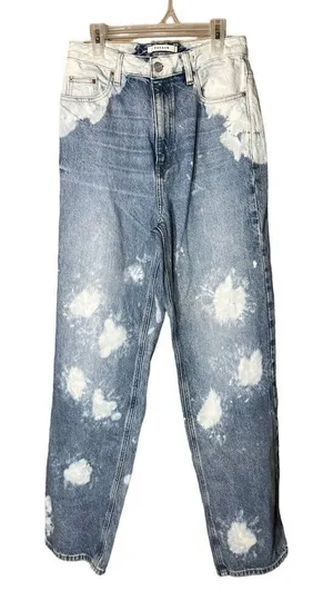 PacSun Womens 90s Boyfriend Jeans Blue Wash‎ Bleach Spots High Waist Size 27 thumbnail 1