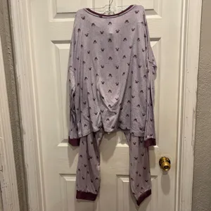 Disney Minnie Mouse‎ Pajama Set Womens XL Purple Long Sleeve Joggers Loungewear thumbnail 6