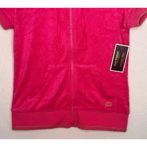 2000s Juicy Couture Black Label Robertson Tourist Pink Terry Hoodie NWT S thumbnail 9