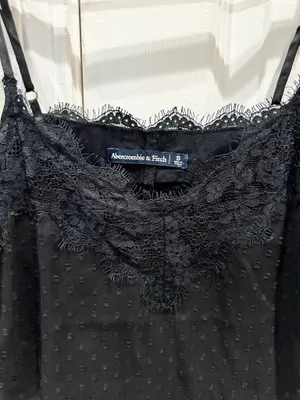 Y2K Abercrombie Vintage babydoll tank with lace accents. Dark romance, whimsy-goth, witchy, femme-girly, ballet-core thumbnail 4