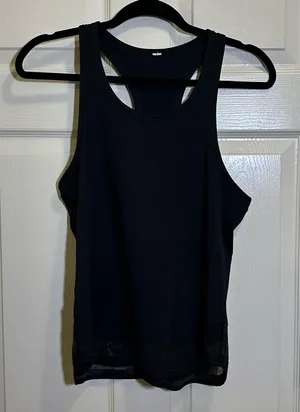 Lululemon Women’s Racerback Tank Top Black Mesh Hem Shirt thumbnail 1