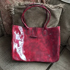 New tote bag, heavy shiny vinyl Red thumbnail 7