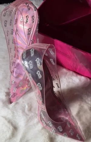 Barbie Aldo Pink Heels, Size 6.5, Transparent Rhinestone thumbnail 5