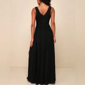 Lulus Thoughts of Hue NWT size Large Black Surplice Maxi Dress Formal Bridesmaid thumbnail 2