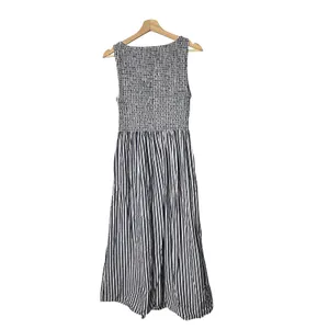 Hill House Home The Larissa Nap Dress Navy Blue White Striped Smocked Midi thumbnail 4