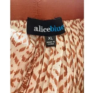 aliceblue Palazzo Wide-Leg Pleated Pull-On Cropped Pants Geometric Tan/Brown XL thumbnail 3