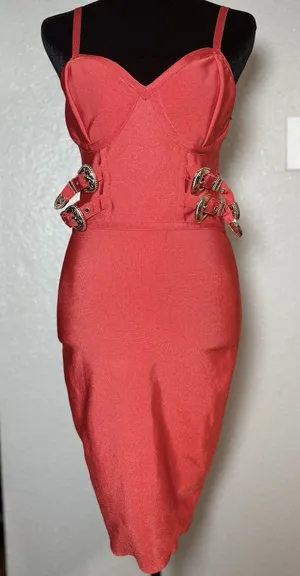 Akira dress orange with buckles size m thumbnail 1