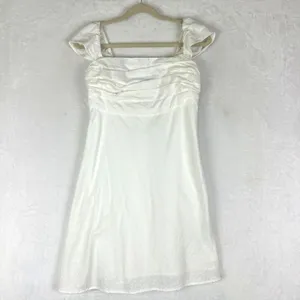 Abercrombie Fitch Emerson Cap Sleeve Mini Dress Size Medium White Linen Cotton thumbnail 4