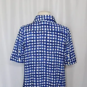 Anthropologie 11.1 TYLHO Adanne Tunic Top Shirt Blue White Gingham Plaid X-Small thumbnail 9