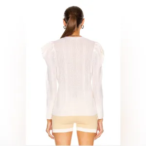VERONICA BEARD Kirka Henley Pullover Sweater in Ivory M thumbnail 4