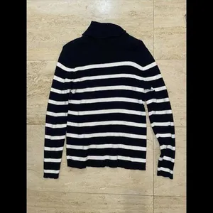 Vtg Lauren Ralph Lauren Womens Medium Cotton Knit Turtleneck Sweater‎ Striped thumbnail 3