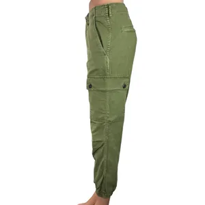 Zara Women's Green High Rise Cuff Hem Tapered Relaxed Ankle Cargo Pants Size 2 thumbnail 2