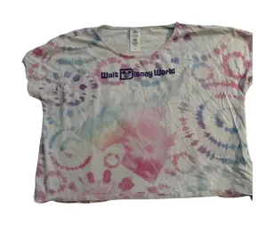 Disney‎ Crop Top Walt Disney World Tie Dye Pastel Logo Tee L/G thumbnail 1