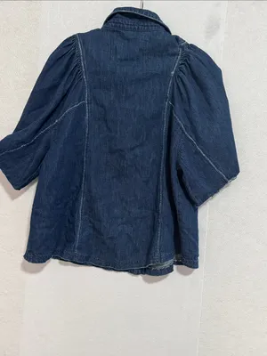 We The Free Boho Indigo Suhrie Denim Puff-Sleeve Button Front Oversized Shirt thumbnail 5