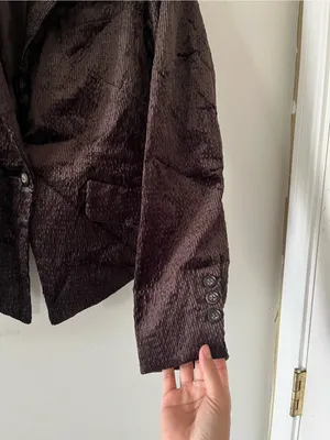 Democracy Brown Velvet Corduroy Blazer Small Western Equestrian Riding Preppy thumbnail 4