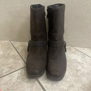 Bc Footwear Womens Boots Leather Brown Bootie Zip 8.5 Biker Harness Pre‎ Owned thumbnail 11