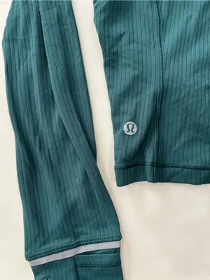 Lululemon Its Rulu Run Cropped Half Zip Long Sleeve Top in Green Jasper 8 $118 thumbnail 7