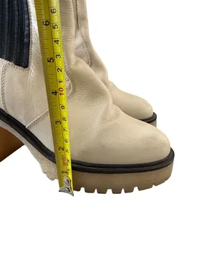 FREE PEOPLE Cream Leather Pull On Boots Size 37.5 / 7.5 thumbnail 3