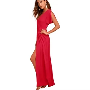 Lulus Much Obliged Red Wrap Maxi‎ Dress Women's XS thumbnail 2