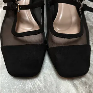 Zara Black Mesh Squared Toe Block Heeled Mary Jane’s Sz 37 (6.5) thumbnail 6