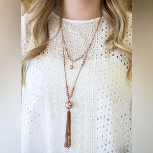 Abstract Elegance copper necklace and earrings -paparazzi thumbnail 1