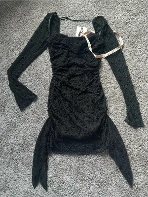 Oh Polly Black Beaded Long-Sleeve Mini Dress thumbnail 1