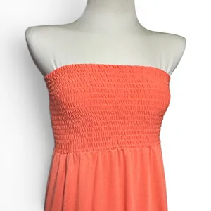 Papaya Strapless Shirred Stretch Maxi Dress Coral Pink Medium thumbnail 2