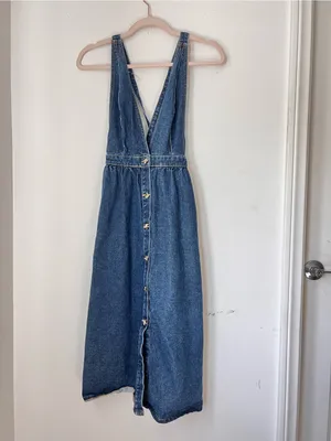 Urban Outfitters UO Denim Sleeveless Midi Dress XS 100% Cotton Casual Blue Jeans thumbnail 2