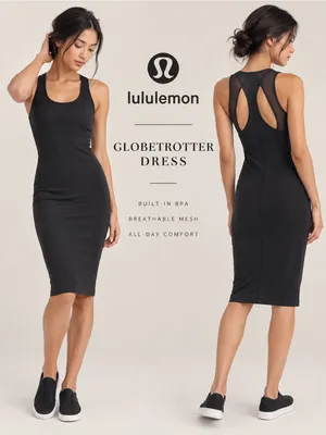 Lululemon Globetrotter Dress Black Mesh Cutout Racerback Size 4 thumbnail 2