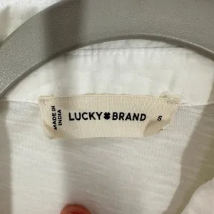Lucky Brand White‎ Eyelet Peplum Babydoll Button Up Shirt Top Boho Cotton NWT thumbnail 8