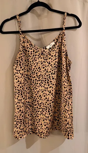 Entro Leopard Print Top  - Tan  with Black Spots thumbnail 1