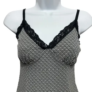 White House Black Market Womens Babydoll Fitted Cami Top XS Swirl Lace Trim‎ Y2K thumbnail 3
