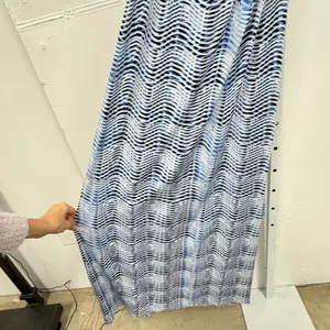 Guess Blue White Wavy Abstract Print Halter‎ Maxi Dress XS Wrap Front Tie Waist thumbnail 4