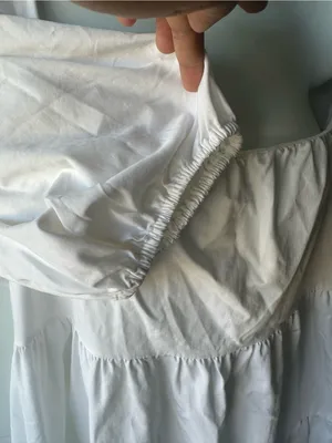 Gianni Bini White Puff Sleeve Tiered Babydoll Mini Dress Square Neck XL thumbnail 6