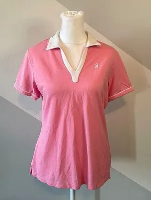 Lady Hagen Hydro-Drip Breast Cancer Awareness Golf Polo Size M thumbnail 1