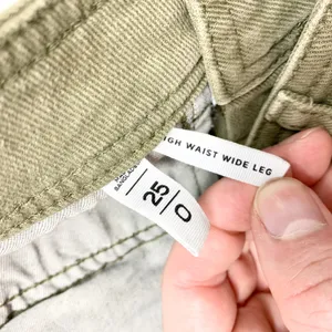 LOFT High Waist Wide Leg Pants Womens Size 0 25 Olive Green Utility Twill Cotton thumbnail 7