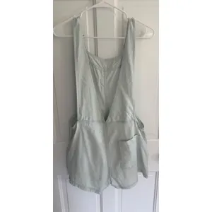 Aerie light Blue Lyocell Romper Adjustable Strap Soft Utility Shortalls M thumbnail 3