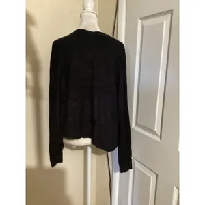 Joah Brown Womens One Size Black Oversized Long Sleeve Cropped Top Made in USA thumbnail 3