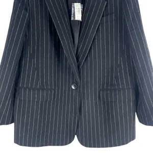 Madewell Wool Blend Oversized Blazer Jacket in Pinstripe Black Size 8 thumbnail 6
