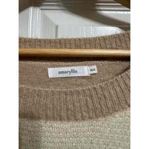 Amaryllis women's patchwork oversized boat neck‎ sweater size Xs/S Brown thumbnail 2
